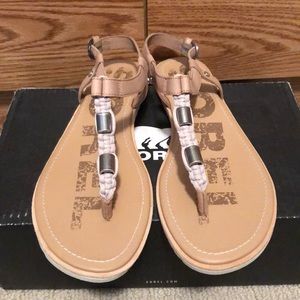 New Sorel Ella T Strap Sandals, Sz. 10.5, NIB